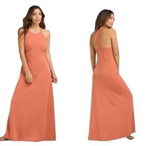 prAna Womens Calexico Maxi Dress Coral Orange Size S